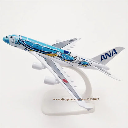 Orange 16cm Air Japan ANA Cartoon Sea Turtle Airbus A380 Airways Airlines Metal Alloy Airplane Model Plane Diecast Aircraft