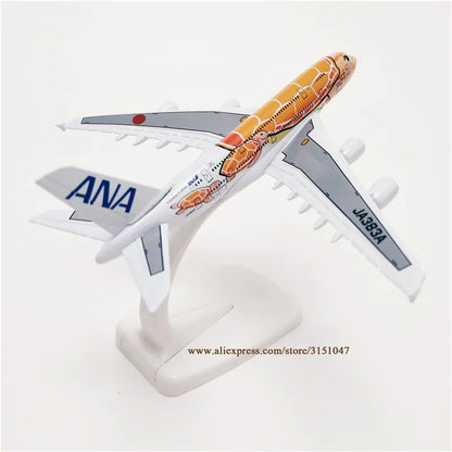 Orange 16cm Air Japan ANA Cartoon Sea Turtle Airbus A380 Airways Airlines Metal Alloy Airplane Model Plane Diecast Aircraft