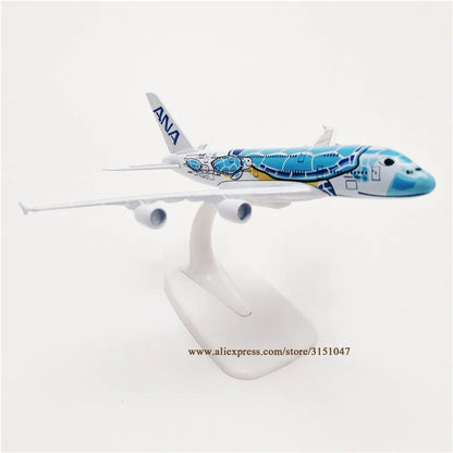 Orange 16cm Air Japan ANA Cartoon Sea Turtle Airbus A380 Airways Airlines Metal Alloy Airplane Model Plane Diecast Aircraft