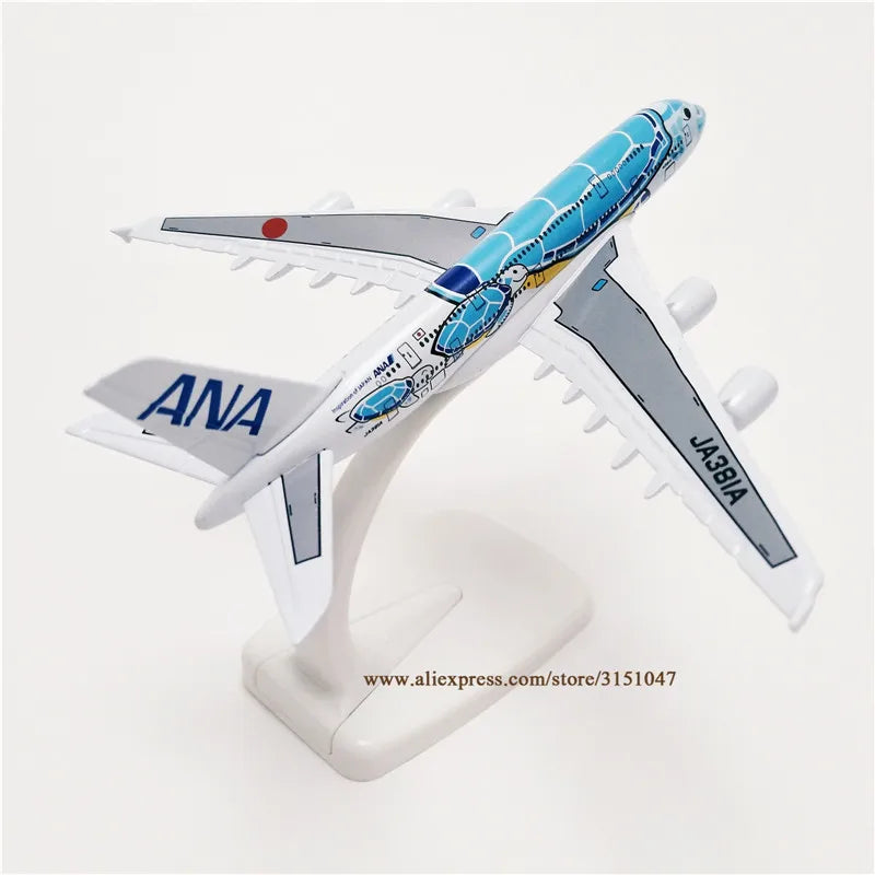 Orange 16cm Air Japan ANA Cartoon Sea Turtle Airbus A380 Airways Airlines Metal Alloy Airplane Model Plane Diecast Aircraft