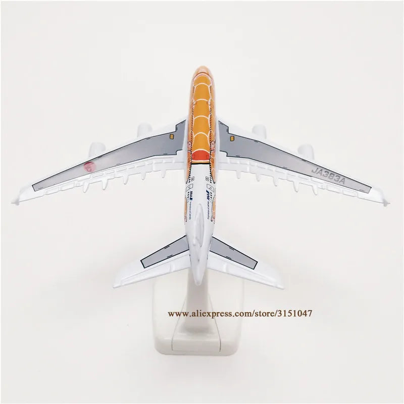 Orange 16cm Air Japan ANA Cartoon Sea Turtle Airbus A380 Airways Airlines Metal Alloy Airplane Model Plane Diecast Aircraft