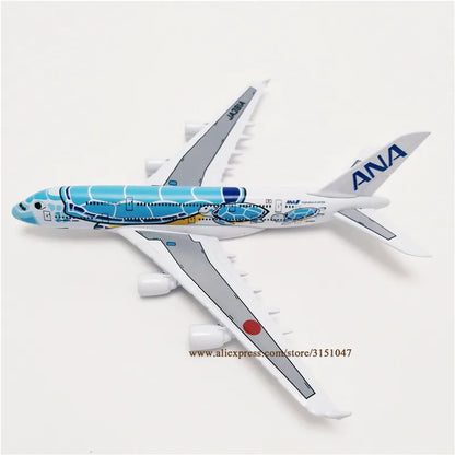 Orange 16cm Air Japan ANA Cartoon Sea Turtle Airbus A380 Airways Airlines Metal Alloy Airplane Model Plane Diecast Aircraft