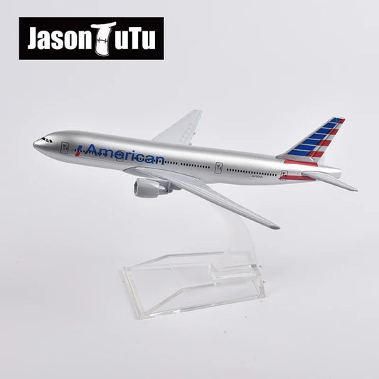 JASON TUTU 16cm American Airlines Boeing 777 Plane Model Aircraft Diecast Metal 1/400 Scale Airplane Model Gift Collection Drop