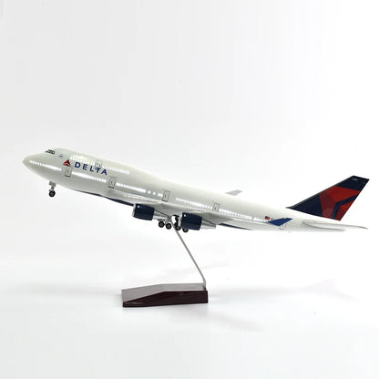 JASON TUTU 43-47cm Delta Air Boeing b747 Airplane Model Aircraft 1/160 Scale Diecast Resin Light and Wheel Plane Gift Collection