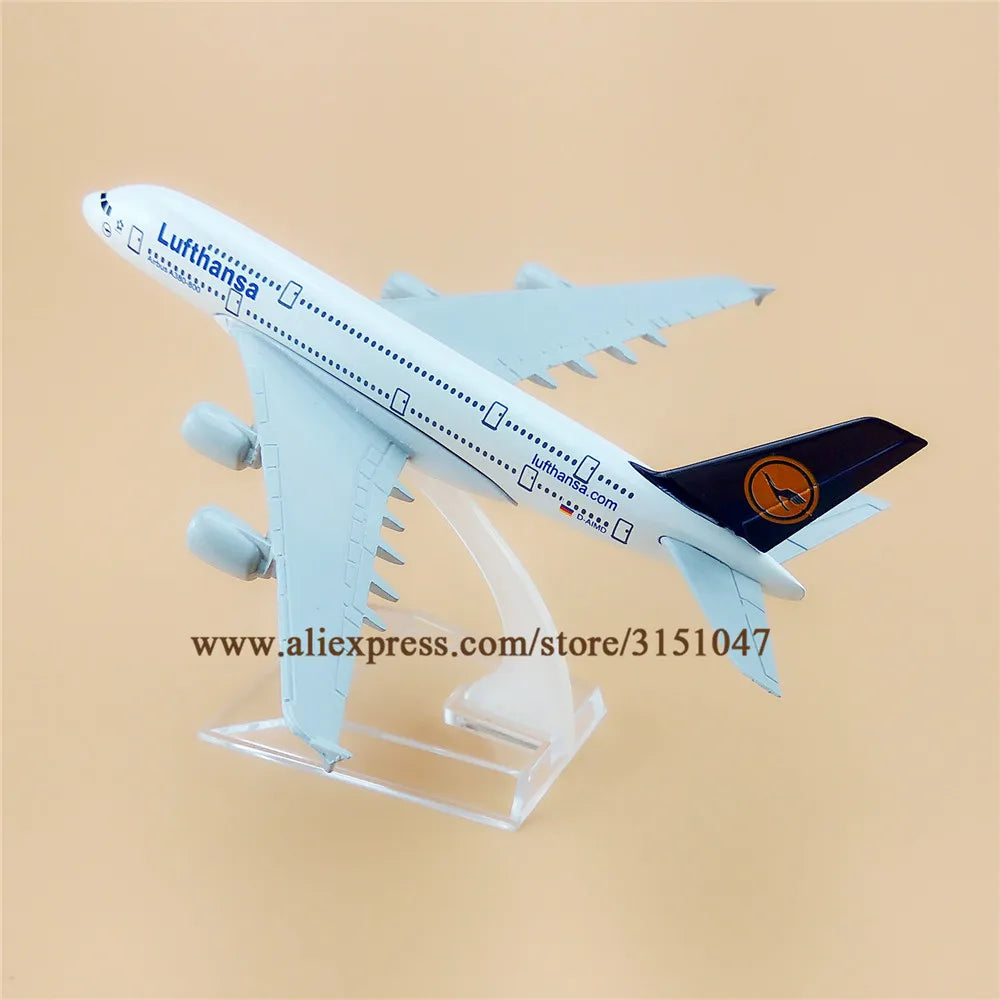 16cm Air Germany Lufthansa Airbus A380-800 380 Airways Airlines Metal Alloy Diecast Airplane Model Plane Aircraft KIds Toys