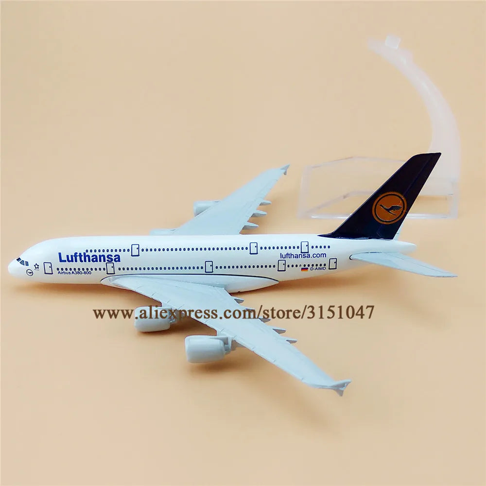 16cm Air Germany Lufthansa Airbus A380-800 380 Airways Airlines Metal Alloy Diecast Airplane Model Plane Aircraft KIds Toys