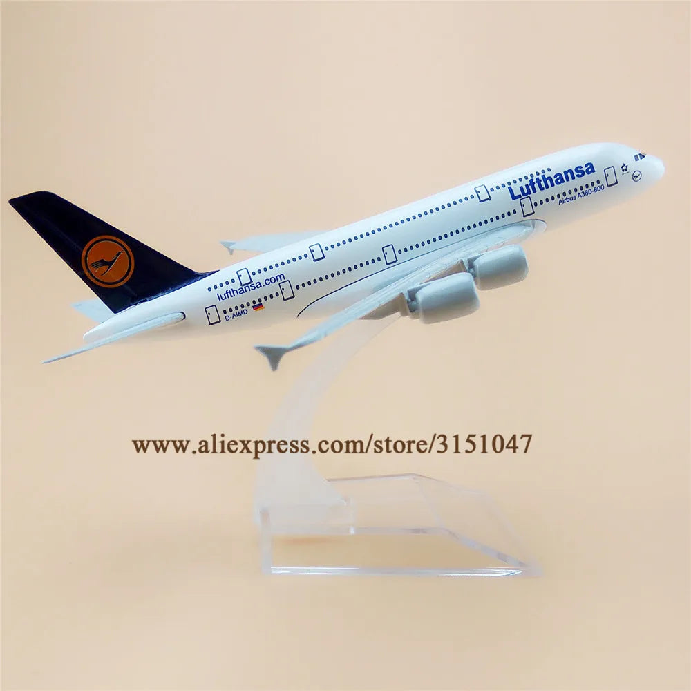 16cm Air Germany Lufthansa Airbus A380-800 380 Airways Airlines Metal Alloy Diecast Airplane Model Plane Aircraft KIds Toys