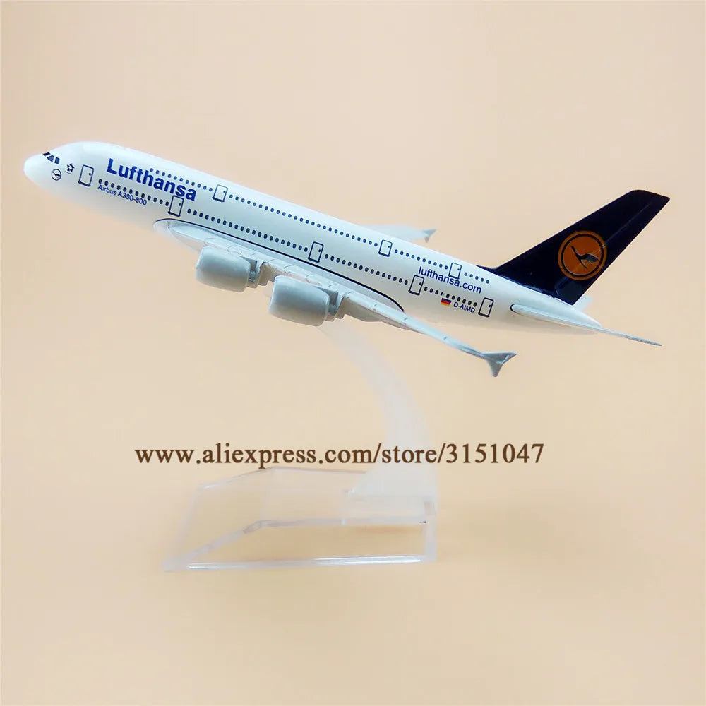 16cm Air Germany Lufthansa Airbus A380-800 380 Airways Airlines Metal Alloy Diecast Airplane Model Plane Aircraft KIds Toys