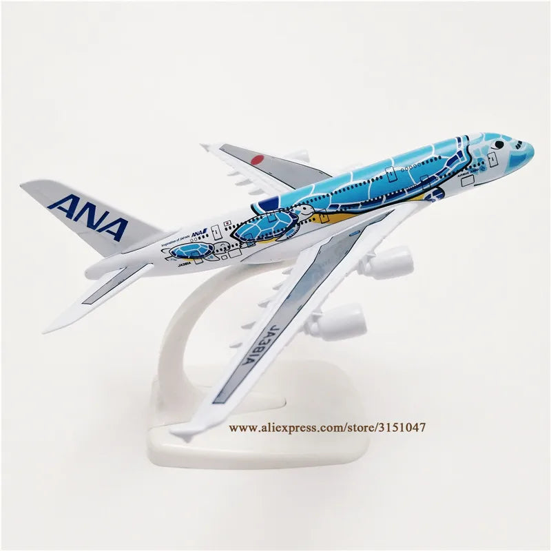 Orange 16cm Air Japan ANA Cartoon Sea Turtle Airbus A380 Airways Airlines Metal Alloy Airplane Model Plane Diecast Aircraft