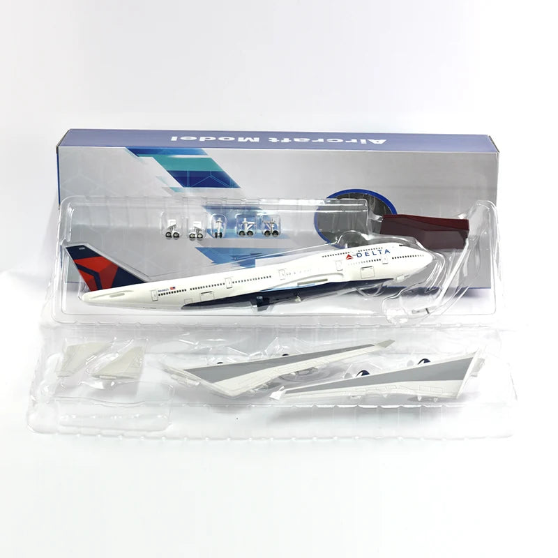 JASON TUTU 43-47cm Delta Air Boeing b747 Airplane Model Aircraft 1/160 Scale Diecast Resin Light and Wheel Plane Gift Collection