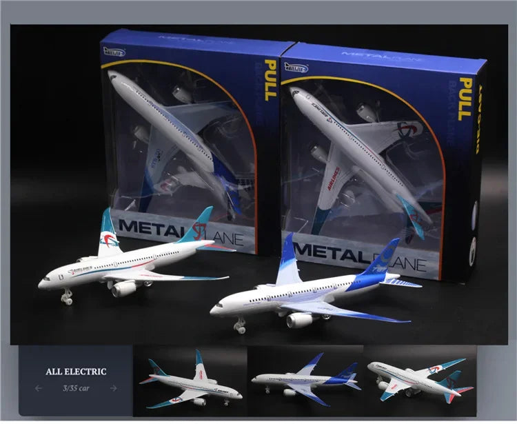 Boeing 787 alloy aircraft model 24cm large aircraft all alloy aircraft model lights children's hobby gifts collectibles