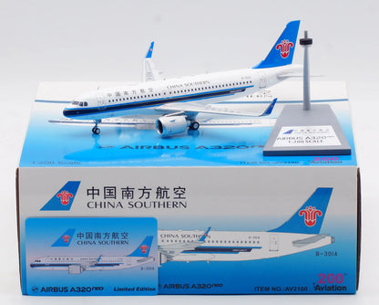 AV2100 Alloy Collectible Plane Gift Aviation 1:200 CHINA SOUTHERN Airbus A320neo Diecast Aircraft Jet Model B-301A With Stand