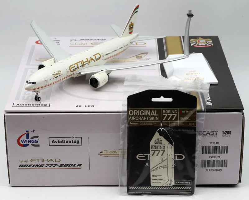 XX20317A Alloy Collectible Plane Gift JC Wings 1:200 Etihad Airways Boeing B777-200LR Diecast Aircraft Model A6-LRB Flaps Down