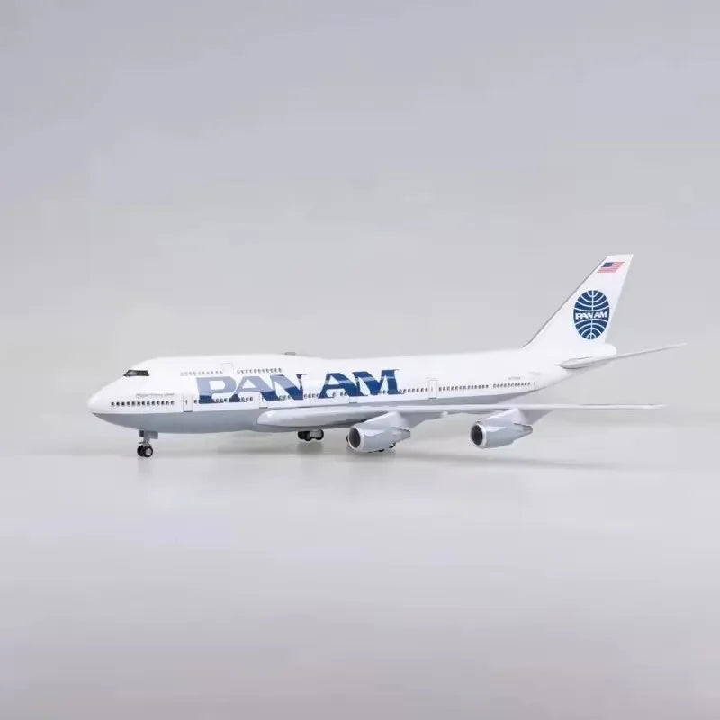 1/150 Scale 47cm Airplane 747 B747 Aircraft PAN AM Airline Model W Light and Wheel Diecast Resin Plane For Collection