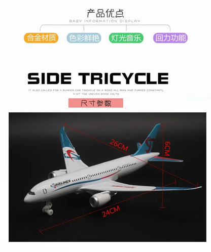 Boeing 787 alloy aircraft model 24cm large aircraft all alloy aircraft model lights children's hobby gifts collectibles