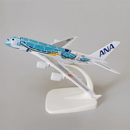 14*16cm Air Japan ANA Airlines Cartoon Sea Turtle Airbus 380 A380 Airways Metal Alloy Diecast Airplane Model Plane Aircraft