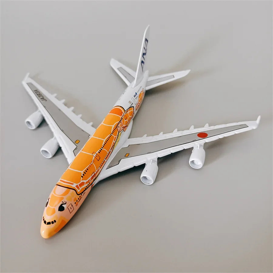 14*16cm Air Japan ANA Airlines Cartoon Sea Turtle Airbus 380 A380 Airways Metal Alloy Diecast Airplane Model Plane Aircraft