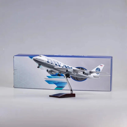 1/150 Scale 47cm Airplane 747 B747 Aircraft PAN AM Airline Model W Light and Wheel Diecast Resin Plane For Collection