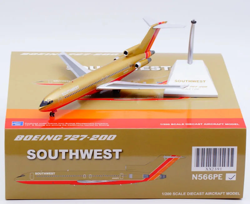 XX2391 Alloy Collectible Plane Gift JC Wings 1:200 Southwest Airlines Boeing B727-200 Diecast Aircraft Jet Model N566PE