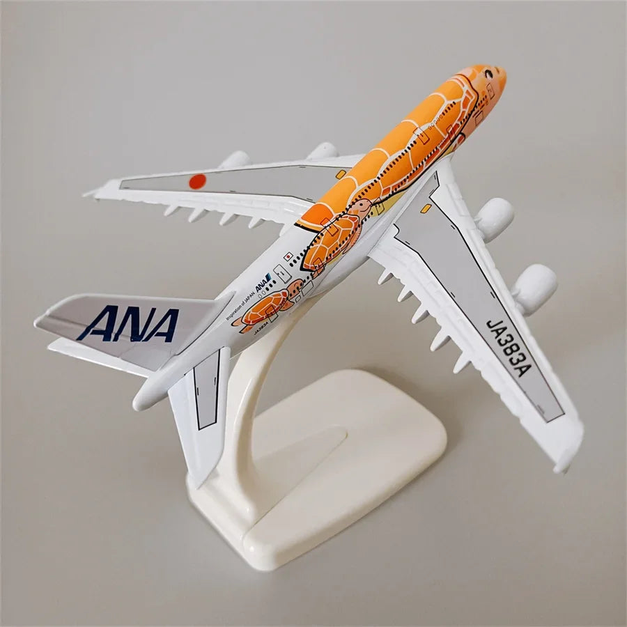 14*16cm Air Japan ANA Airlines Cartoon Sea Turtle Airbus 380 A380 Airways Metal Alloy Diecast Airplane Model Plane Aircraft