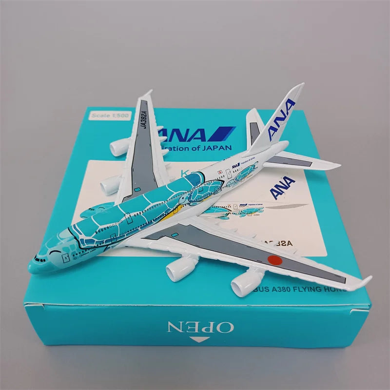 Orange 16cm Air Japan ANA Cartoon Sea Turtle Airbus A380 Airways Airlines Metal Alloy Airplane Model Plane Diecast Aircraft