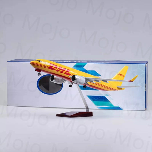 48CM 1:85 Scale B737 Model DHL Express Airline With Base Landing Gears Alloy Aircraft Resin Plane Collectible Display Collection