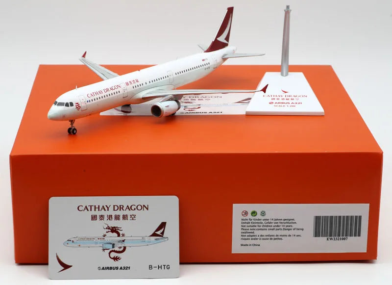 EW2321007 Alloy Collectible Plane Gift JC Wings 1:200 Cathay Dragon Airlines Airbus A321 Diecast Aircraft Jet Model B-HTG