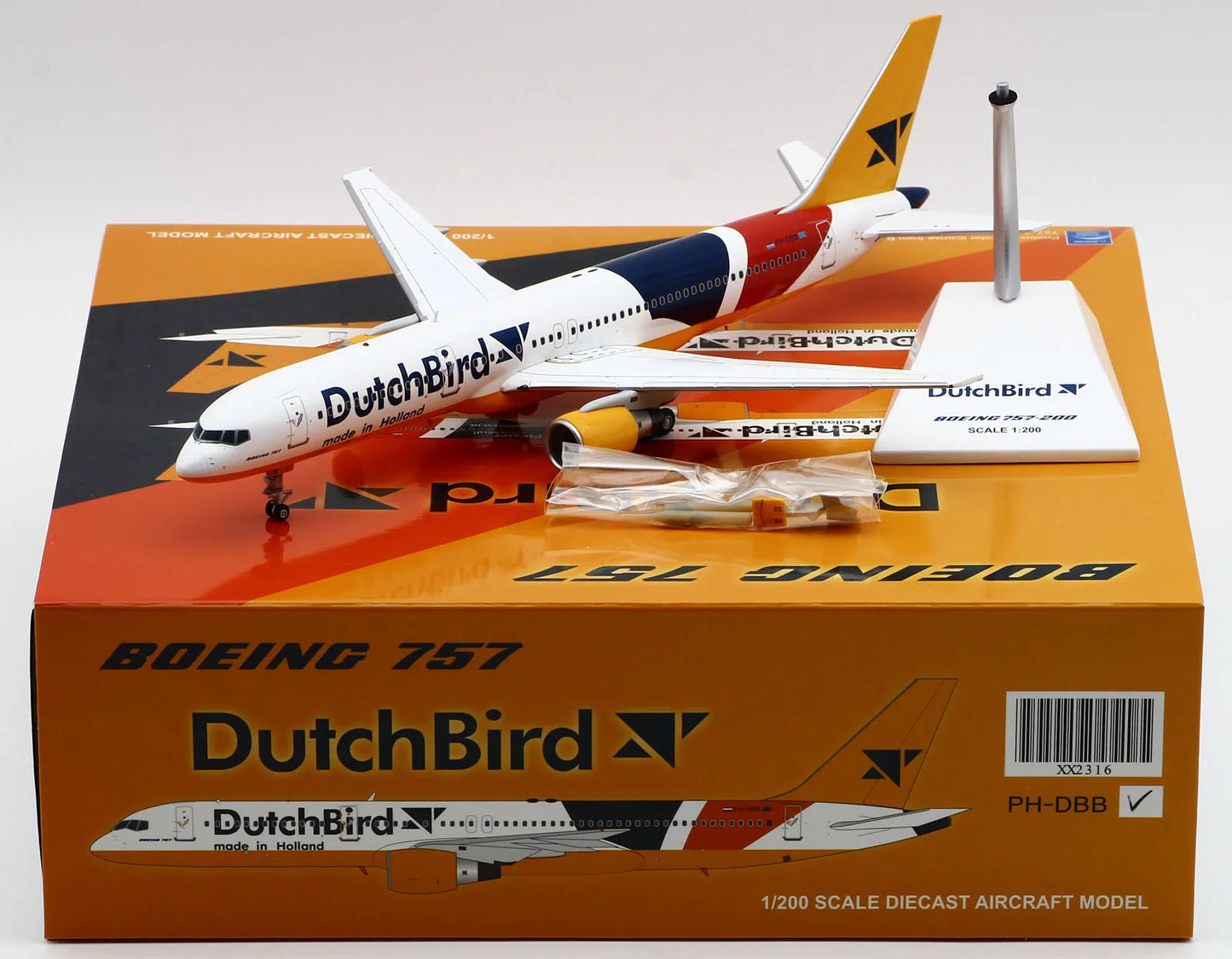 XX2316 Alloy Collectible Plane Gift JC Wings 1:200 DutchBird Airlines Boeing B757-200 Diecast Aircraft Model PH-DBB With Stand