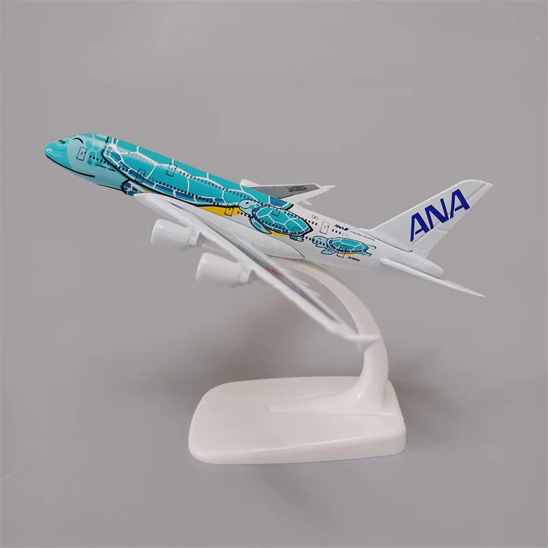 14*16cm Air Japan ANA Airlines Cartoon Sea Turtle Airbus 380 A380 Airways Metal Alloy Diecast Airplane Model Plane Aircraft