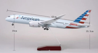 New 1:130 47cm Airplane Boeing 787 B787 Dreamliner Aircraft American Airlines Model W Light and Wheel Diecast Resin Plane Model