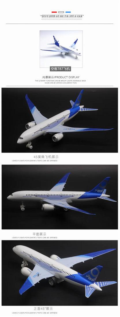 Boeing 787 alloy aircraft model 24cm large aircraft all alloy aircraft model lights children's hobby gifts collectibles