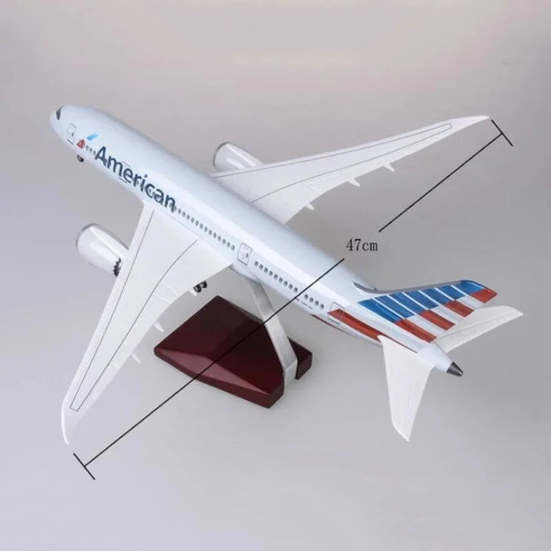 New 1:130 47cm Airplane Boeing 787 B787 Dreamliner Aircraft American Airlines Model W Light and Wheel Diecast Resin Plane Model