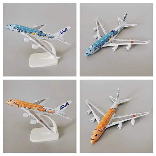 14*16cm Air Japan ANA Airlines Cartoon Sea Turtle Airbus 380 A380 Airways Metal Alloy Diecast Airplane Model Plane Aircraft