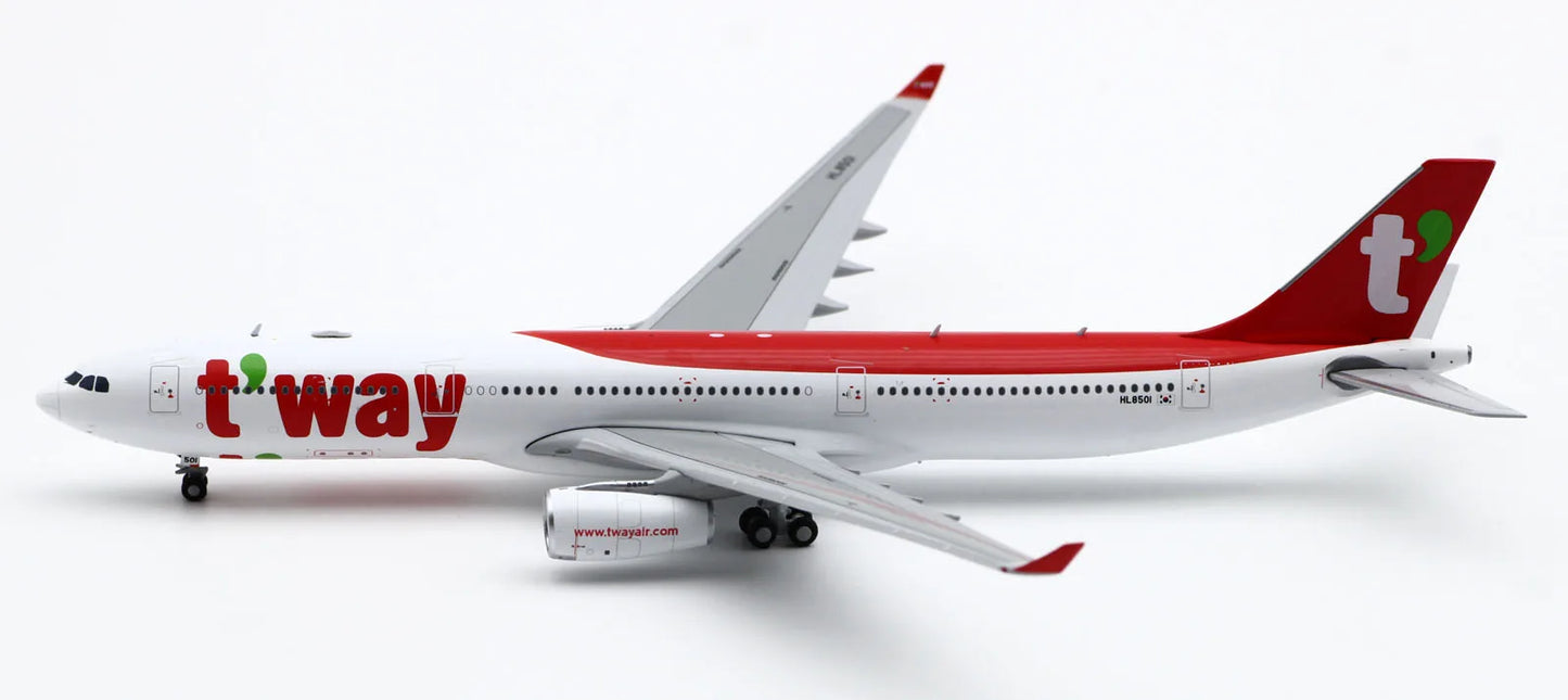 LH4283 Alloy Collectible Plane Gift JC Wings 1:400 T'Way Airlines Airbus A330-300 Diecast Aircraft Jet Model HL8501 With Stand