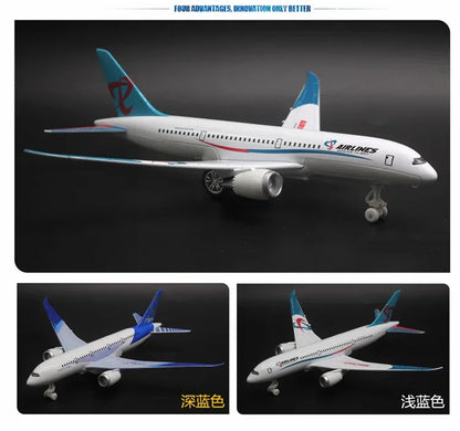 Boeing 787 alloy aircraft model 24cm large aircraft all alloy aircraft model lights children's hobby gifts collectibles