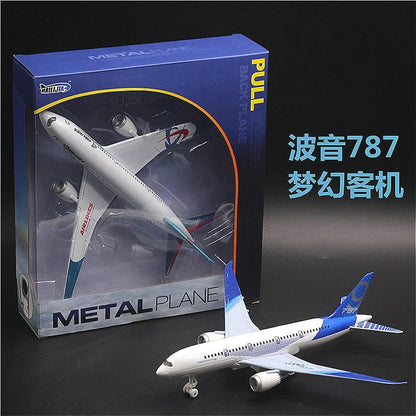 Boeing 787 alloy aircraft model 24cm large aircraft all alloy aircraft model lights children's hobby gifts collectibles