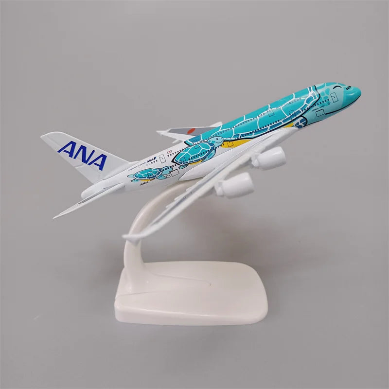 14*16cm Air Japan ANA Airlines Cartoon Sea Turtle Airbus 380 A380 Airways Metal Alloy Diecast Airplane Model Plane Aircraft