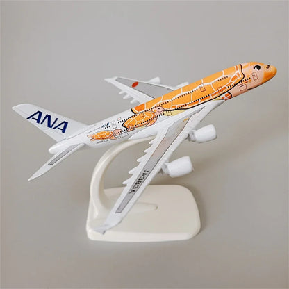 14*16cm Air Japan ANA Airlines Cartoon Sea Turtle Airbus 380 A380 Airways Metal Alloy Diecast Airplane Model Plane Aircraft