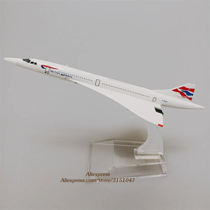 16cm Airplane Model Air British Concorde Aircraft Model Diecast Metal Alloy Air Plane Airplanes Model 1:400 Plane Toy Gift