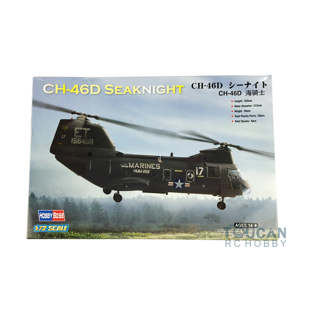 Hobby Boss 87213 1/72 Aircraft American CH-46D Seaknight Helicopter Plane Toys Model TH06256-SMT8