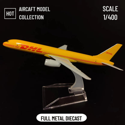 Scale 1:400 Metal Replica Aircraft 15cm DHL Cargo Boeing 757 Diecast Model Aviation Collectible Miniature Souvenir Ornament