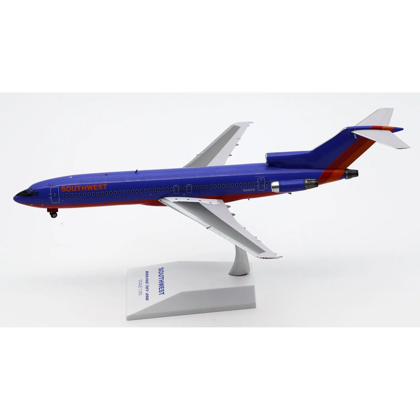 XX2393  Alloy Collectible Plane Gift JC Wings 1:200 Southwest Air Boeing B727-200 Diecast Aircraft Jet Model N551PE With Stand