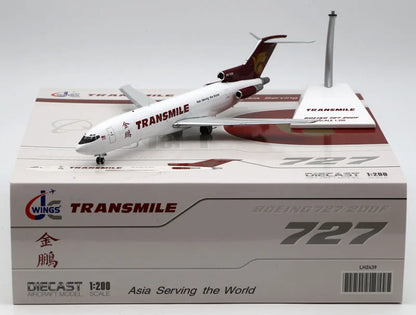 LH2439 Alloy Collectible Plane Gift JC Wings 1:200 Transmile Air Services Boeing B727-200 Diecast Aircraft Jet Model 9M-TGM