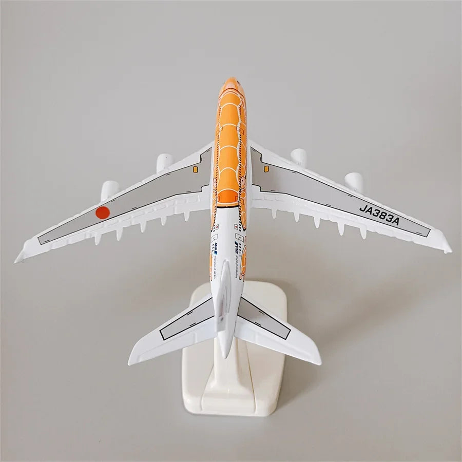 14*16cm Air Japan ANA Airlines Cartoon Sea Turtle Airbus 380 A380 Airways Metal Alloy Diecast Airplane Model Plane Aircraft