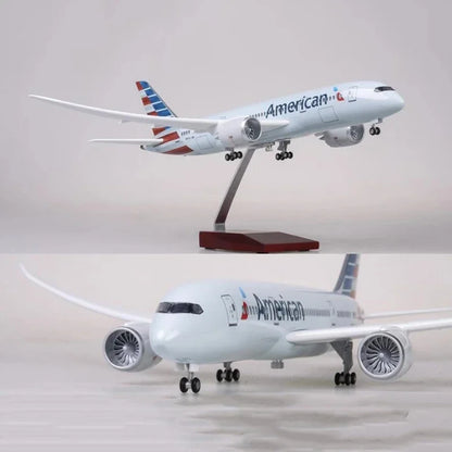 New 1:130 47cm Airplane Boeing 787 B787 Dreamliner Aircraft American Airlines Model W Light and Wheel Diecast Resin Plane Model