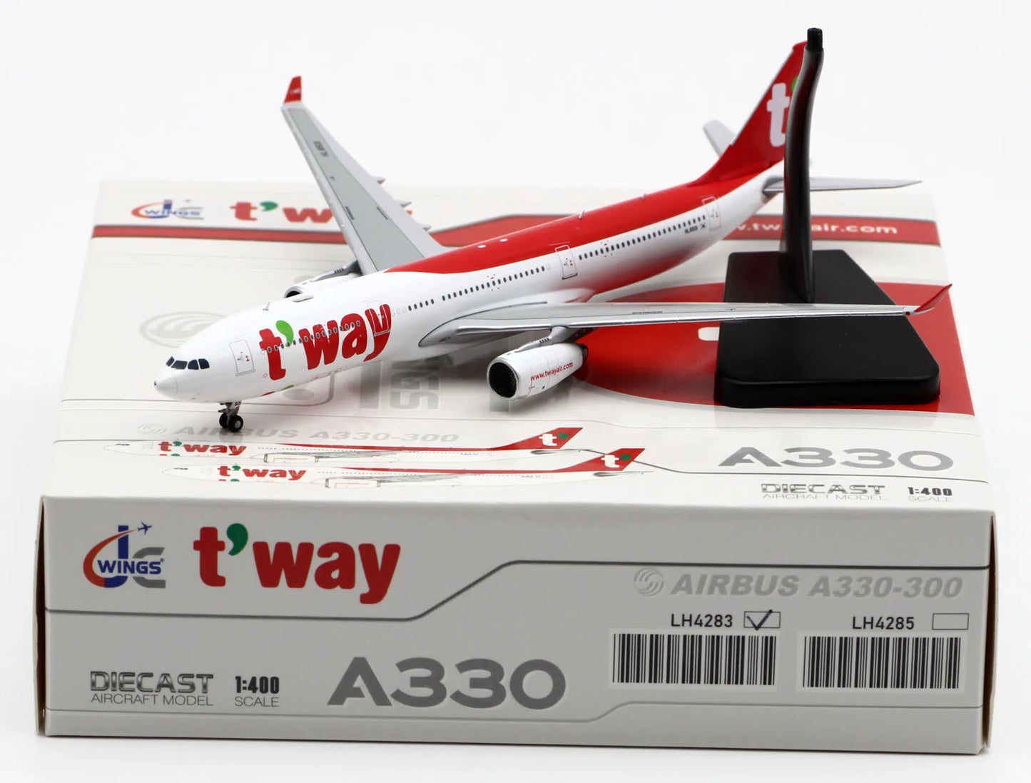 LH4283 Alloy Collectible Plane Gift JC Wings 1:400 T'Way Airlines Airbus A330-300 Diecast Aircraft Jet Model HL8501 With Stand