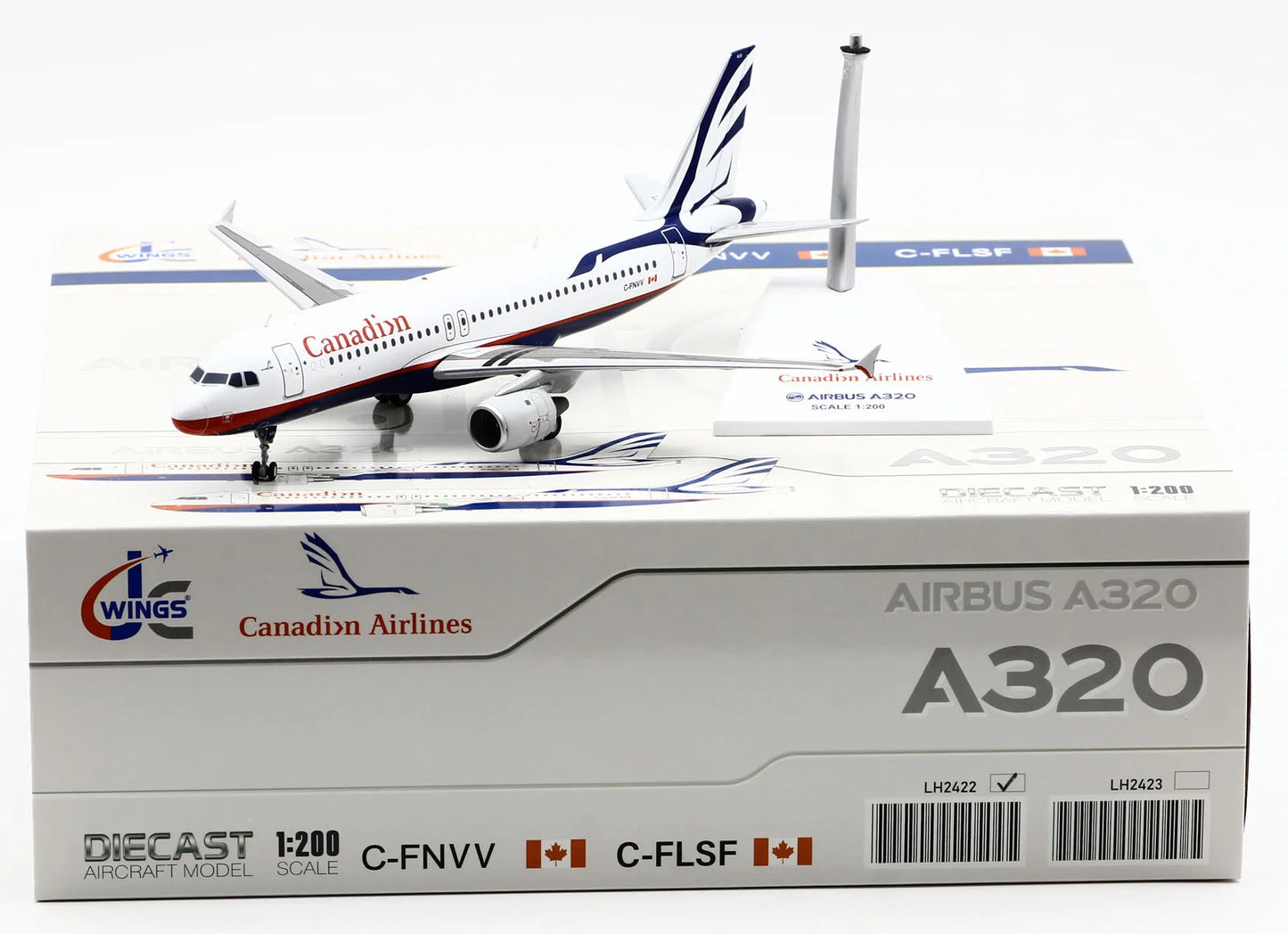 LH2422 Alloy Collectible Plane Gift JC Wings 1:200 Canadian Airlines Airbus A320 Diecast Aircraft Jet Model C-FNVV With Stand